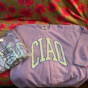 2024 Anthro CAIO sweatshirt M lavender in wrapping